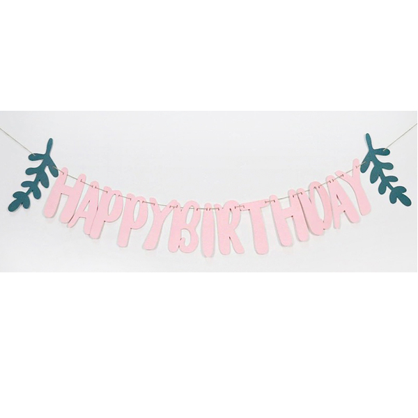 Greenery Pink Birthday Jointed Banner